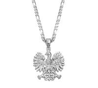 Macracrua Poland Symbol Eagle Pendant Necklaces for Women Men,Polska Poles Jewelry(Silver Color,60cm)