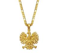 Macracrua Poland Symbol Eagle Pendant Necklaces for Women Men Polska Poles Stainless Steel Jewelry(Gold Color,45cm or 17.7 Inches)