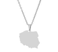 Macracrua Polska Map & City Name Pendant Necklaces for Women Men Poland Map Flag Chain Jewellry Lightweight Polish Culture Gift (Style B,Silver Colour,50cm Chain)