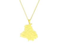 Macracrua Punjab India Map Pendant Necklace for Men Women Indian State Regional Pride Jewellry Gift (Gold Colour,60cm Chain)