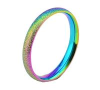 Macracrua Simple Rainbow Ring for Women Matte Narrow Trendy Ring Colorful Scrub Titanium Steel Ring Wedding Band Jewelry Best Friends Gift