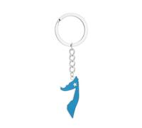 Macracrua Somalia Map & Flag Pendant Keychain with Star of Unity Design Stainless Steel Keyring for Somali Pride, Travel Souvenir, Cultural Gift (Silver Colour)