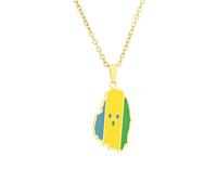 Macracrua Stainless Steel ST. Vincent Map Pendant Necklaces For Women Men Saint Vincent Maps Jewellry Lesser Antilles Island Gift (Gold Colour,45cm Chain)