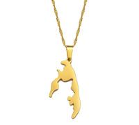 Macracrua Tamil Eelam Pendant Necklaces Jewelry Stainless Steel Tamil Eelam Ethnic Accessory(NO Writing 3.5CM,45cm or 17.7 Inches)