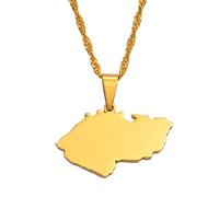 Macracrua The Czech Republic Map Pendant & Necklaces for Women Ceska Country Maps Jewelry(Gold Color,45cm)