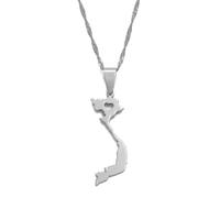 Macracrua Vietnam Pendant Necklace for Women/Men Gold Color Jewelry Map of Vietnam Chain Jewelry For Women Men(Silver Color,60cm)