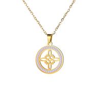 Macracrua Witch Knot Necklace Stainless Steel Celtic Knot Rhinestone Pendant Necklaces Choker Chain For Women Jewelry