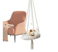 Macrame Cat Hammock - Boho Cat Swing Bed, Indoor Hanging Hammock For Cats, Handmade Rope With Soft Cushion | Space-Saving For Indoor, Comfortable Kitten Sleeping Cradle Easy