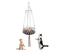 MacRame Cat Hammock Cat Swing Bed in Bohemian Style Made of Natural Cotton Rope Material, Cute Cat Bed with Hand Knitted Design | A Swaying Bed That Makes Cats and Kittens Possible