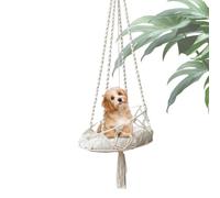 Macrame Cat Hammock - Handwoven Hanging Cat Bed | Hanging Swing Bed | Caat Sleeping Bied | Boho Style Pet Furniture Suitable For Indoor Cats Kittens Lounging Napping And Home Décor With Comfortable Co