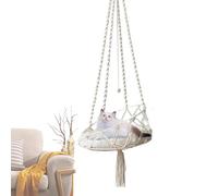 Macrame Cat Hammock - Macrame Bohemian Hammock Bed, Outdoor Hanging Cat Swing | Macrame Cat Hammock Pet Cat Bedding with Removable Cushion Comfortable for Balcony, Study Room, Patio, 15.75x35.43
