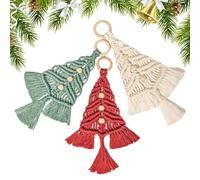 Macrame Christmas - 3 Pieces Handmade Christmas Tree Decorations, Boho Macrame Handmade Christmas Tree | Craft Wall Hangings, Ornaments, Macrame Holiday Decoration for Craft Wall