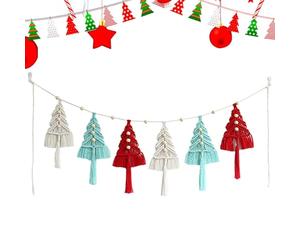 Macrame Christmas Tree Kit, 6 Christmas Tree Wall Hangings, Bohemian Christmas Tree Ornament Craft Kits Holiday Home Decor