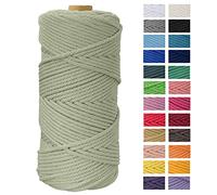 Macrame Cord 109 Yards, JeogYong Thick Natural Cotton Yarn Thread, 4-Strand Twisted Spool Twine String Rope DIY Crafts, Wall Hangings, Plant Hangers, Home Decor(Bean Green), 4mm x 100m (a220-FT)