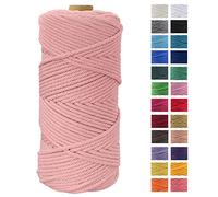 Macrame Cord 109 Yards, JeogYong Thick Natural Cotton Yarn Thread, 4-Strand Twisted Spool Twine String Rope DIY Crafts, Wall Hangings, Plant Hangers, Home Decor(Flesh Pink), 4mm x 100m (a220-FT)