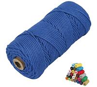 Macrame Cord 2mm x219 Yards Colored Macrame Cotton Cord, 4 Strand Twisted Macrame Yarn, Natural Cotton Cord Perfect Macrame Supplies for DIY Crafts Knitting Plant Hangers (2mm*219Yards, Deep Blue)