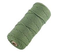 Macrame Cord 3mm x 100m, Thick Macrame Rope Natural Cotton Rope Craft String, 4 Strand Twisted Cotton Cord Yarn for DIY Plant Hanger, Wall Hanging, Christmas Decoration (Bean green)
