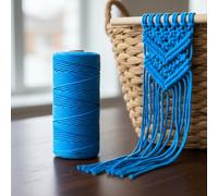 Macrame Cord 3mm x 109 Yards, Natural Cotton Twisted Rope Craft Cord on Spool for Wall Hanging, Plant Hangers, DIY Crafts, Teal