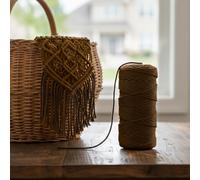 Macrame Cord 3mm x 109 Yards, Natural Cotton Twisted Rope Craft Cord on Spool for Wall Hanging, Plant Hangers, DIY Crafts, Coffee Brown