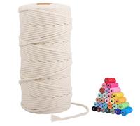 Macrame Cord,3mm x109 Yards 100% Natural Macrame Cords Colored Cotton Macrame Rope Craft Cord for DIY Crafts Knitting Plant Hangers Christmas Wedding Decor(Natural Color/Beige)