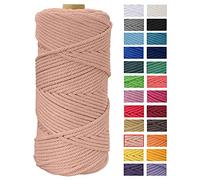 Macrame Cord 4mm x 109 Yards, JeogYong Thick Natural Cotton Cord Yarn Thread, 4-Strand Twisted Spool Twine String Cotton Rope for DIY Crafts, Wall Hangings, Plant Hangers, Home Decorations (Brick red)