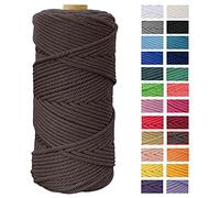 Macrame Cord 4mm x 109 Yards, JeogYong Thick Natural Cotton Cord Yarn Thread, 4-Strand Twisted Spool Twine String Cotton Rope for DIY Crafts, Wall Hangings, Plant Hangers, Home Decorations (Brown)