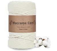Macrame Cord 5mm x 120m, Natural Cotton Rope for DIY Crafts | 5mm Macrame Cord, Soft Cotton Rope for Large Wall Hangings, Plant Hangers, Tapestries, Baskets, Weaving and DIY Home Décor