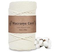 Macrame Cord 6mm x 80m, Natural Cotton Rope for DIY Crafts | 6mm Macrame Cord, Soft Cotton Rope for Large Wall Hangings, Plant Hangers, Tapestries, Baskets, Weaving and DIY Home Décor