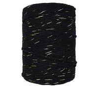 Macrame Cord Twine Natural Cotton String Craft Artisan Thread Twisted Macramé (Black with Gold Thread, 3 mm x 200 m / 656 ft)