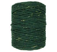 Macrame Cord Twine Natural Cotton String Craft Artisan Thread Twisted Macramé (Green with Gold Thread, 3 mm x 100 m / 328 ft)