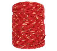 Macrame Cord Twine Natural Cotton String Craft Artisan Thread Twisted Macramé (Red with Gold Thread, 5 mm x 100 m / 328 ft)