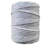Macrame Cord Twine Natural Cotton String Craft Artisan Thread Twisted Macramé (White with Gold Thread, 3 mm x 200 m / 656 ft)
