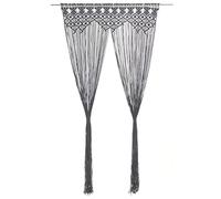 Macrame Curtain Anthracite Cotton 140 x 240 cm with Loops, Privacy Screen and Room Divider for Living Room Bedroom Kitchen, Washable, Modern Decorative Curtains Scarf