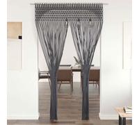 Macrame Curtain Anthracite Cotton and Polyester 140 x 240 cm with Loops, Privacy Screen, Blackout, Room Divider for Living Room, Bedroom, Kitchen, Modern Decoration and Insulation
