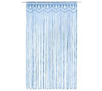 Macrame Curtain Blue 140 x 240 cm Cotton with Loops, Privacy Screen and Blackout for Living Room Bedroom Kitchen, Handmade Curtain as Room Divider and Window Decoration