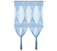 Macrame Curtain Blue Cotton 140 x 240 cm with Eyelets and Loops as Room Divider and Window Curtain for Living Room Bedroom Kitchen Modern Decoration with Privacy Screen and Darkening