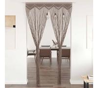 Macrame Curtain Taupe 140 x 240 cm Cotton Curtain with Eyelets and Loops as Room Divider, Privacy Screen and Decoration for Living Room Bedroom Kitchen Balcony Door
