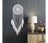 Macrame Dream Catcher, Large White Dreamcatcher Boho Macrame Wall Hanging Decor for Bedroom Living Room Weddings.
