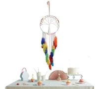 Macrame Dream Catcher Ornament, Wall Decor Boho Style Dream Catcher, Colorful Circular Net , Dreamcatchers Home Decor for Bedroom, Nursery