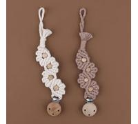 Macrame Dummy Clip 2 Pack | Baby Gift | Accessories | Wooden | Natural Cotton Pacifier Holder | BPA Free | Neutral
