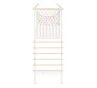 Macrame Hair Organizer - Scrunchie and Clip Storage Holder, Bohemian Wall Hanging Accessory Rack, Decorative Bedroom Hook System | Handwoven Cord Design Efficient Accessory Sorting Solution Stylish