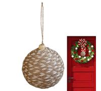 Macrame Holiday Decor Balls - Handwoven Christmas Tree Ornaments, Natural Fiber Hanging Pendant for Winter Mantle Balcony | Bohemian Woven Sphere Decor for Home Office Door Farmhouse Interior
