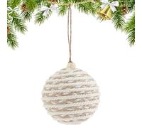Macrame Holiday Decor Balls - Handwoven Christmas Tree Ornaments, Natural Fiber Hanging Pendant for Winter Mantle Balcony | Bohemian Woven Sphere Decor for Home Office Door Farmhouse Interior
