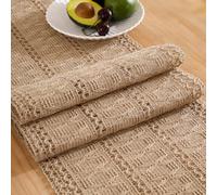 Macramé Jute Table Runner 30 x 183 cm Natural Jute Brown Washable Rustic Autumn Centre Table Modern Decoration for Weddings Events Christmas Birthday