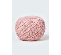 Macrame Knitted Pouffe 40 x 50 cm Homescapes Pink One Size