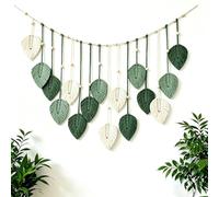 Macrame Leaf Wall Hanging with Wooden Beads - Large 47"x30" Boho Chic Tapestry, Woven Cotton Tassel Decor for Bedroom, Living Room, Office, Apartment - Aesthetic Bohemian Wall Art
