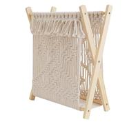 Macrame Magazines Holder, Wooden Magazines Rack, Boho Style Holder, Cotton Rope Rack, Storage Basket Holder, Easy To Fold & Store Versatile Storage Solution For Newspapers, Magazines, Books, Magazines