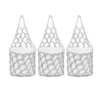 Macrame Plant Hanger, 3 Pieces Breathable Woven Storage Basket Boho Cotton Rope Small Macrame Plant Hangers Portable Style Practical Daily Accessory, for Living Room Balcony Kitchen Reading