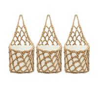Macrame Plant Hanger, 3 Pieces Breathable Woven Storage Basket Boho Cotton Rope Small Macrame Plant Hangers Portable Style Practical Daily Accessory, for Living Room Balcony Kitchen Reading