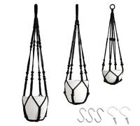 Macrame Plant Hanger, 3 - Portable Pieces Handwoven Decorative Boho, Holder Crochet Plant Hangers For, Outdoor Ceiling Window Bathroom Patio | Multipurpose Outdoor Indoor Utility